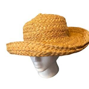 Helen Kaminski Raffia Straw Hat Classic 5 Wide Convertible Brim No Bow
